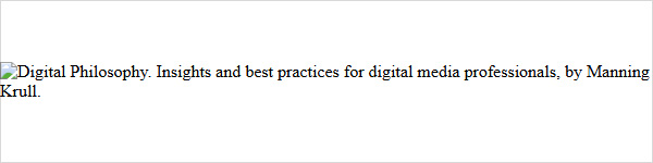 A white rectangle with a broken image icon and tiny black text next to it with the name and tagline of this website.