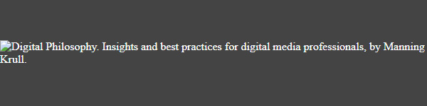 A dark gray rectangle with a broken image icon and tiny white text next to it with the name and tagline of this website.