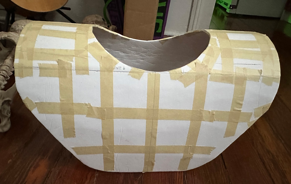 Curving the foam board to make the armor