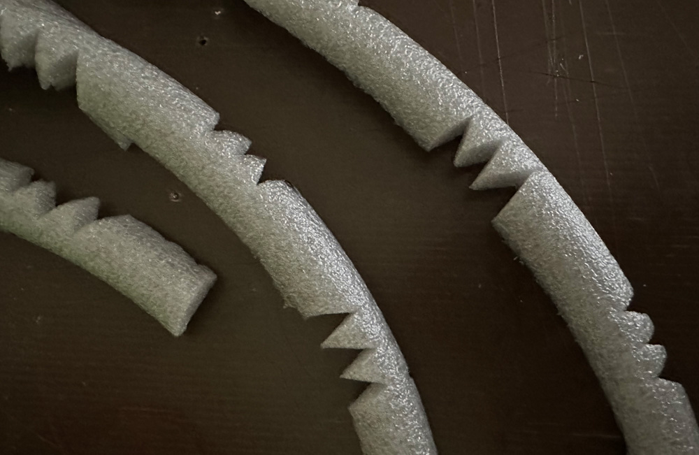 Cutting wedge shapes out of foam backer rod