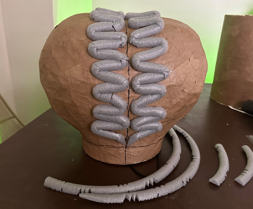 Gluing the foam backer rod onto the brain