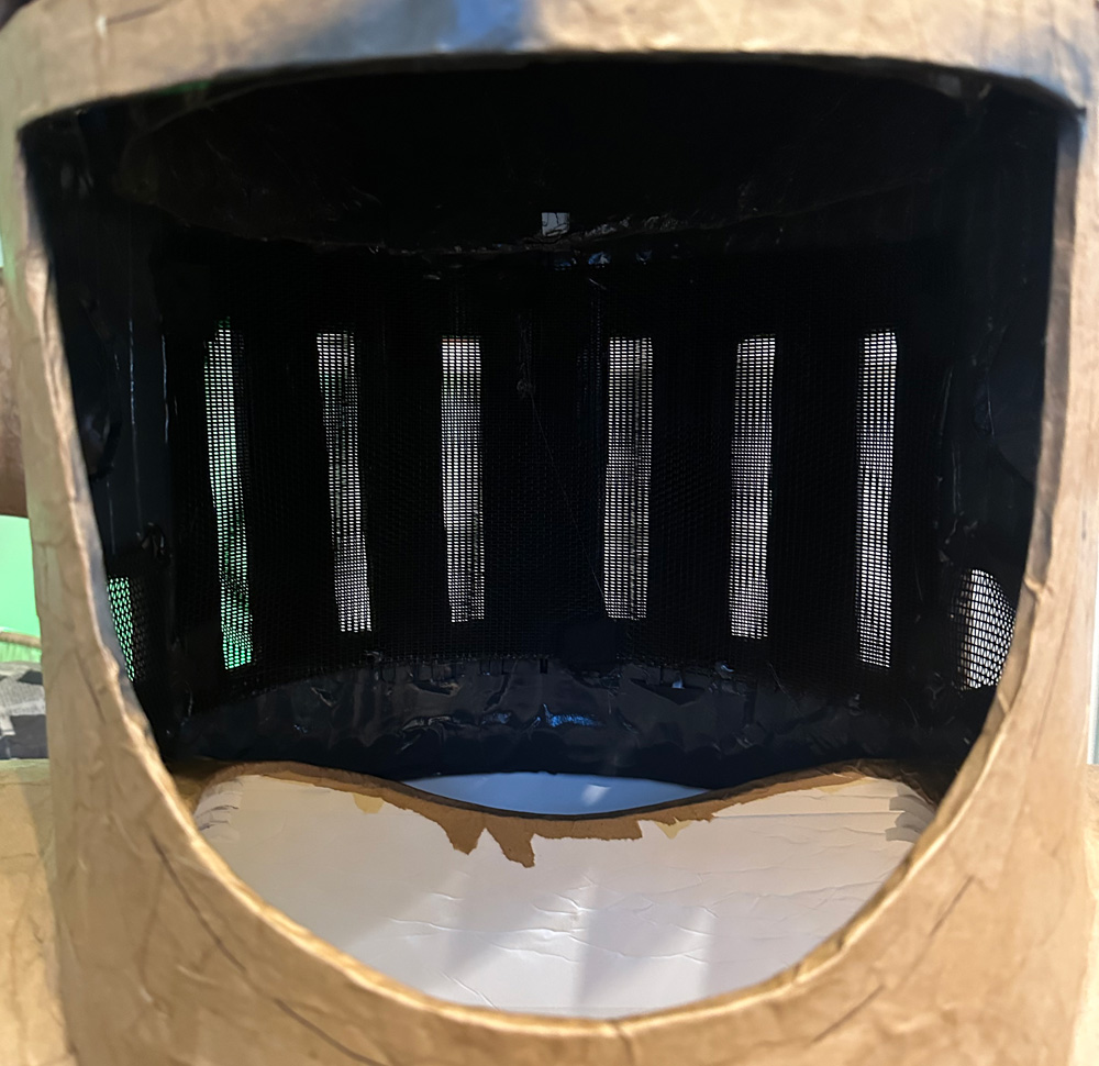 Inner view of the mask, painted black