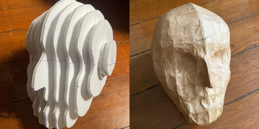 Foam board armature for Nosferatu head