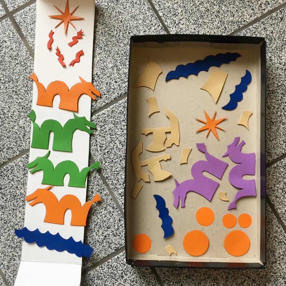 Craft foam relief - the painted shapes