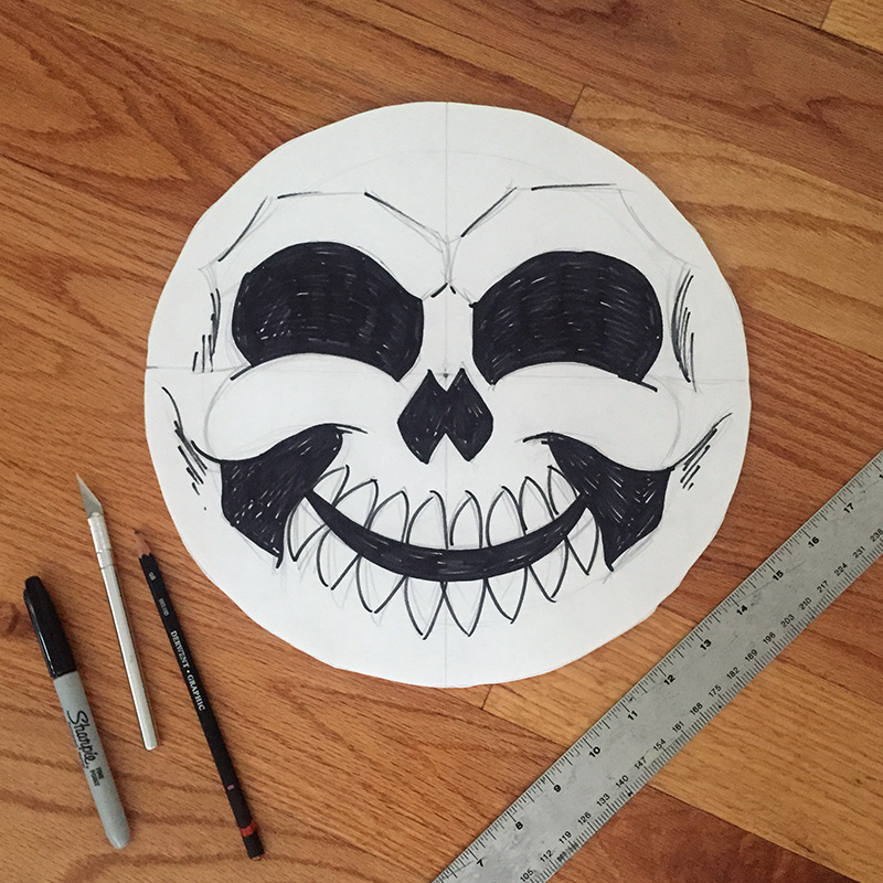 Cuckoo clock skull mask - drawing the face