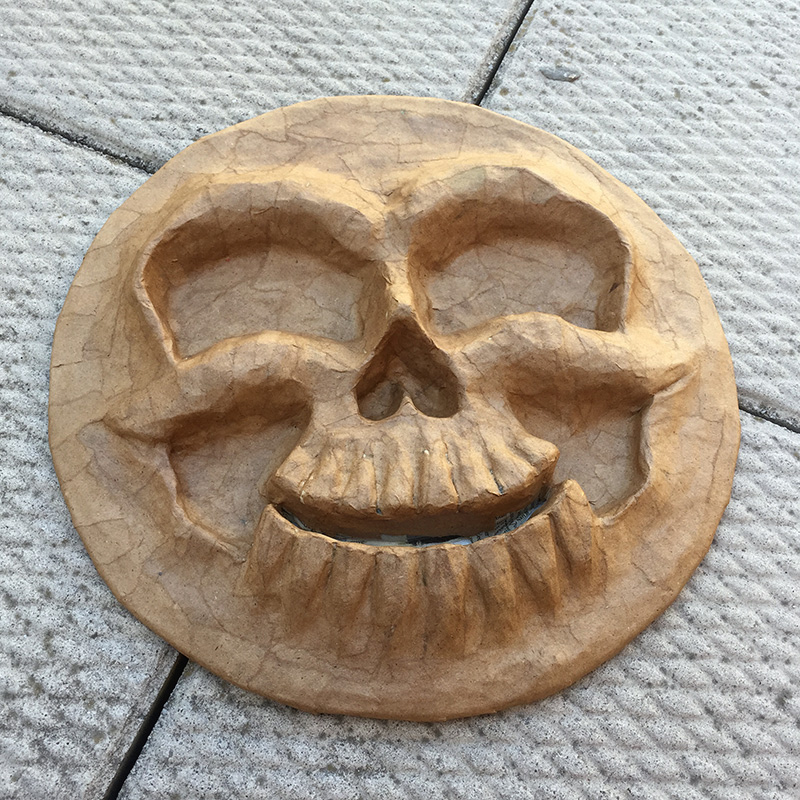 Cuckoo clock skull mask - paper mache done!