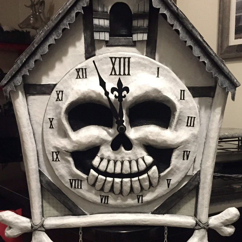 Cuckoo clock skull mask - painting the Roman numerals