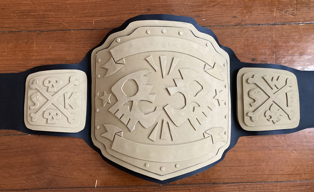 Pro wrestler belt prop - foam shapes glued in place