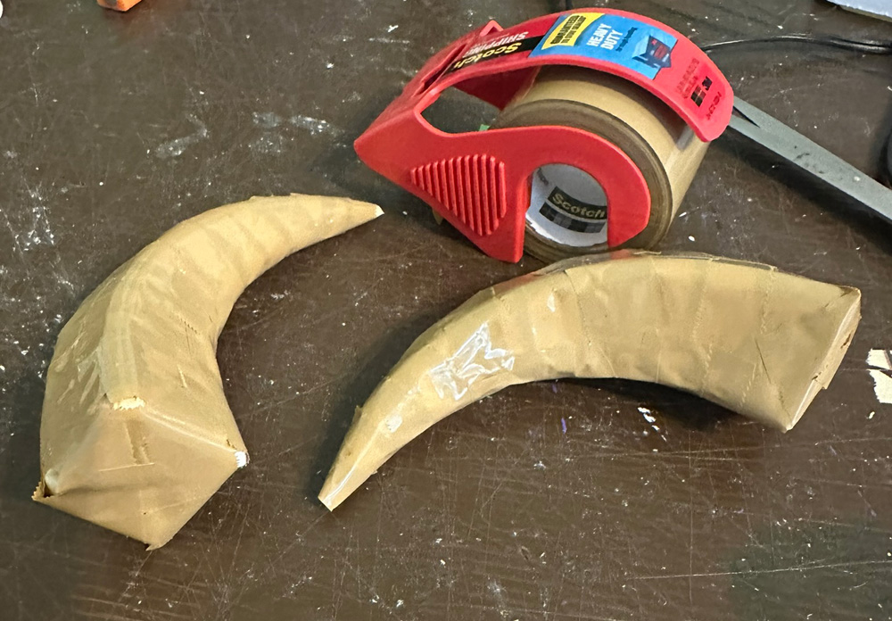 Wrapping the horns in shipping tape