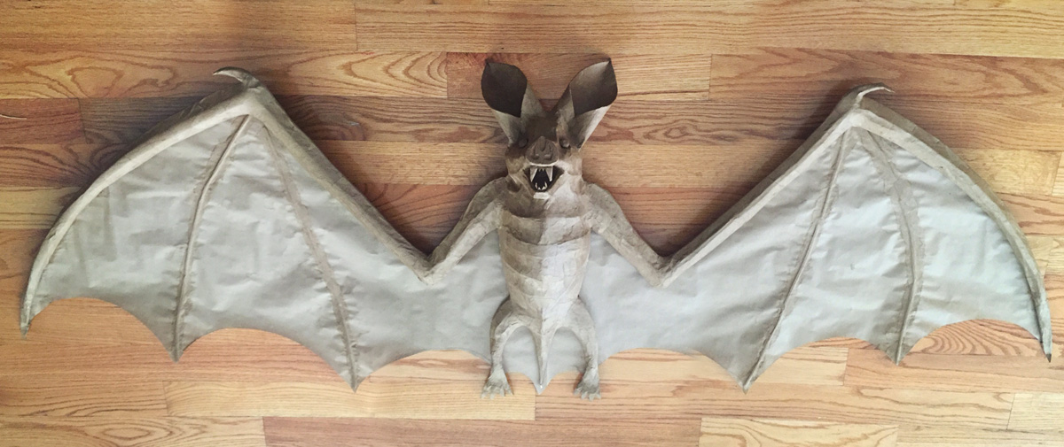 Papier mache bat -- Paper mache finished