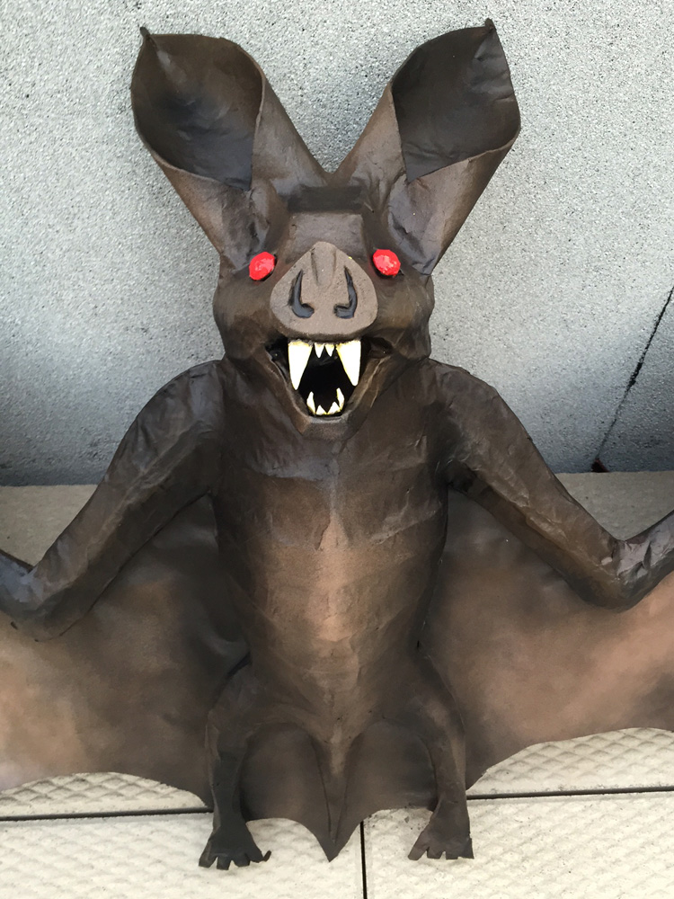 Papier mach&eacute; bat -- close up