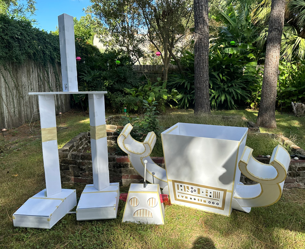 All the big pieces out in the yard, ready for painting