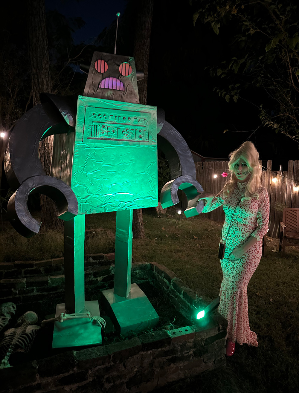 My wife with the giant robot