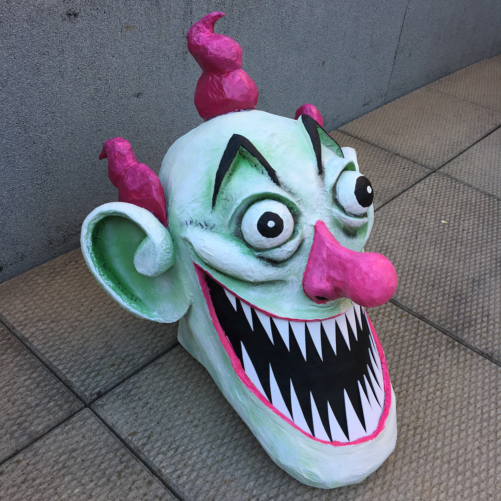 Giant evil clown Pez dispenser - finished head