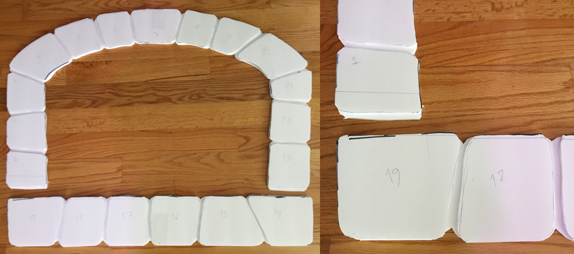 Paper mach&eacute; oven prop - gluing on the bricks /