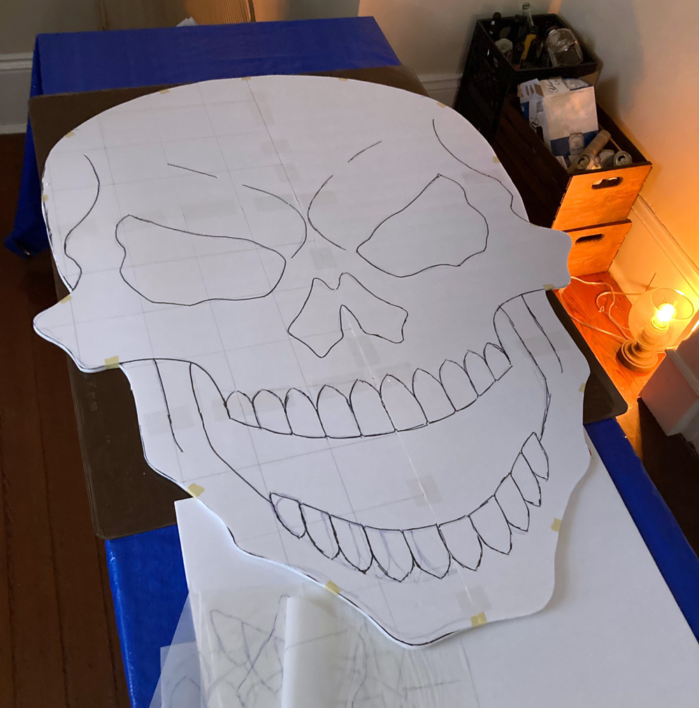 Giant paper mach&eacute; skull Halloween decoration - creating the base