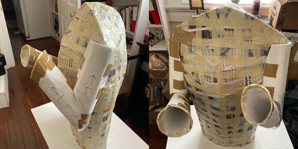 DIY Nosferatu statue - fleshing out the torso, adding arms