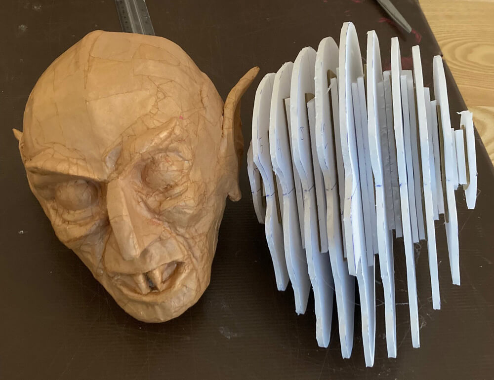 Paper mach&eacute; Nosferatu statue - making a new head!