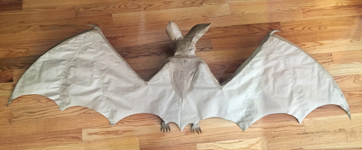 Papier mache bat -- back view