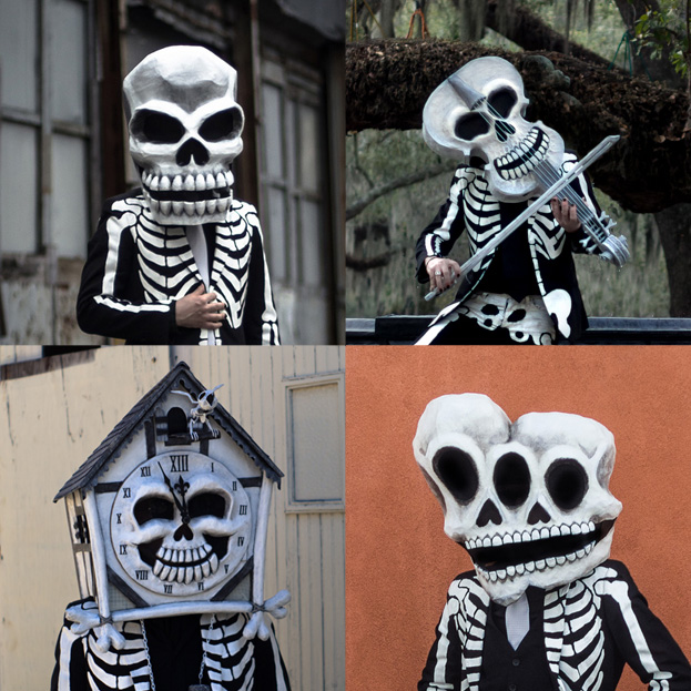 A collage of four of my skull masks.