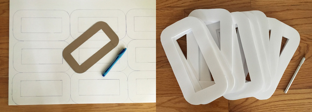 Making giant PEZ candies - cutting out foam board