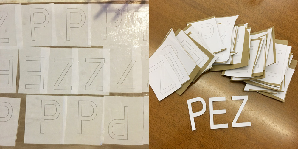 Making giant PEZ candies - craft foam letters
