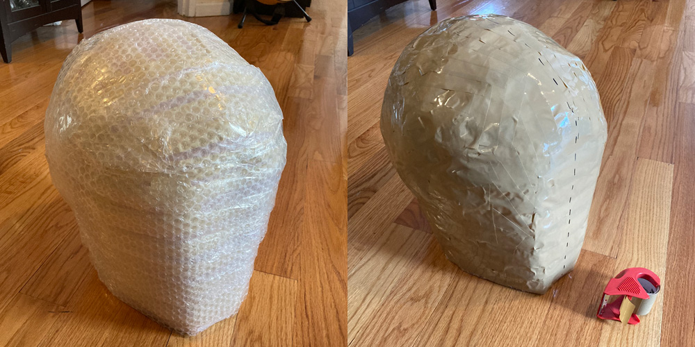 bubble wrap, shipping tape