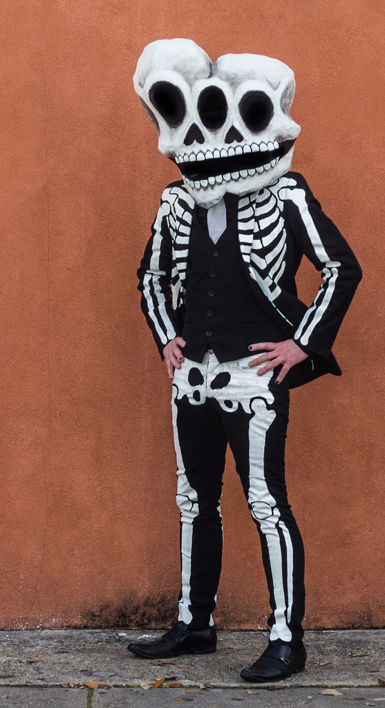 My finished conjoined twins skeleton costume for Mardi Gras day