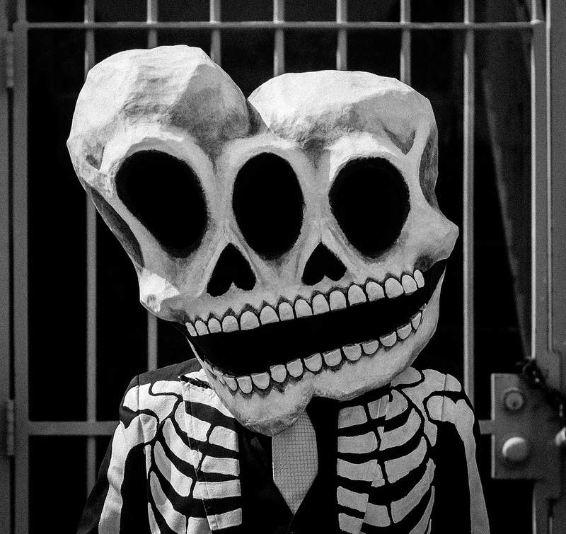 Closeup of my conjoined twins skeleton mask