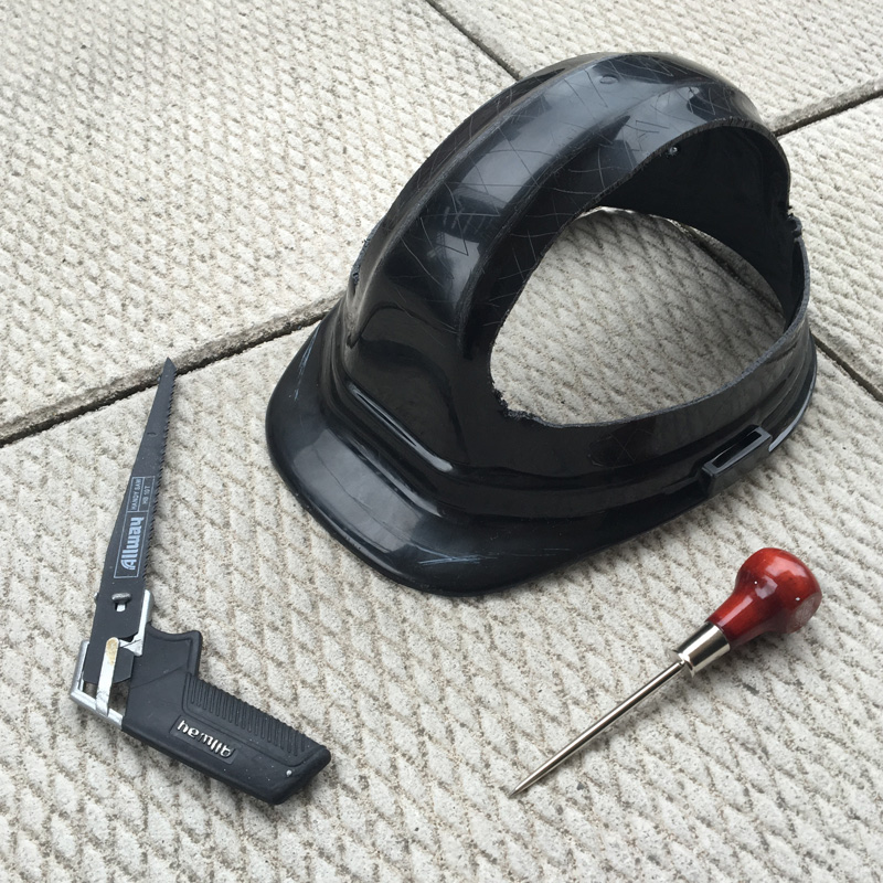 sawing the hard hat