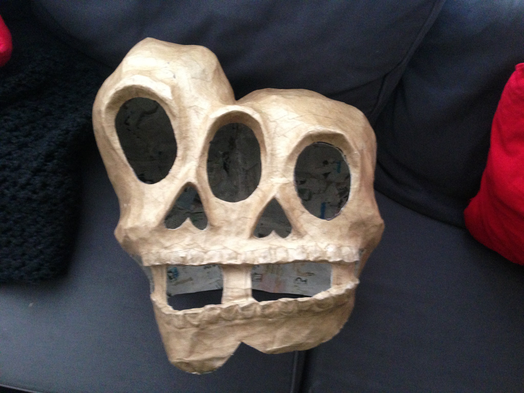 My conjoined twins skull Mardi Gras mask