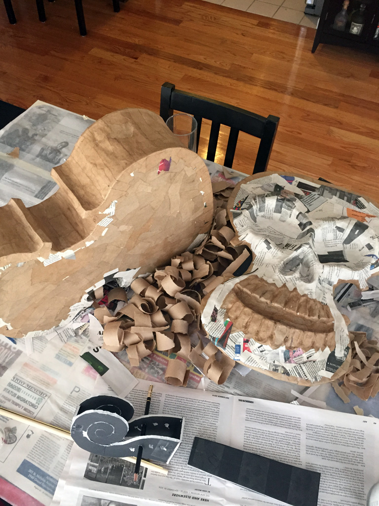 First layers of paper mache for my violin skeleton mask