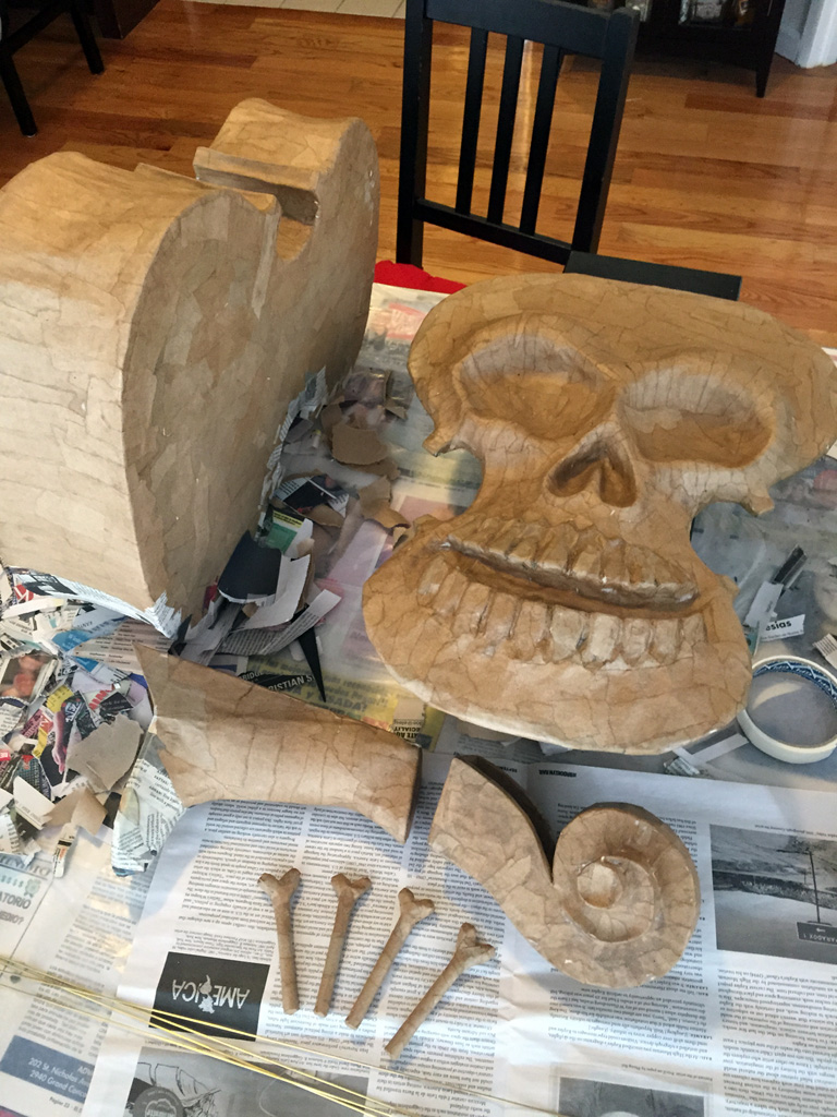 Work in progress pic of my violin skull mask for Mardi Gras 2015