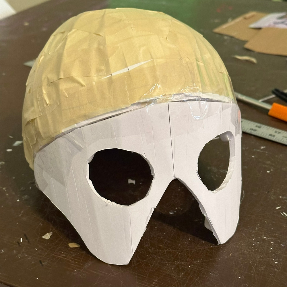 The face shape taped onto the dome.