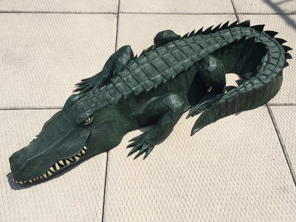 Paper mache alligator painting completed