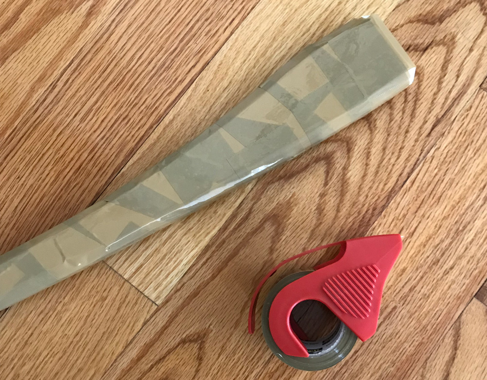 shipping tape on the handle
