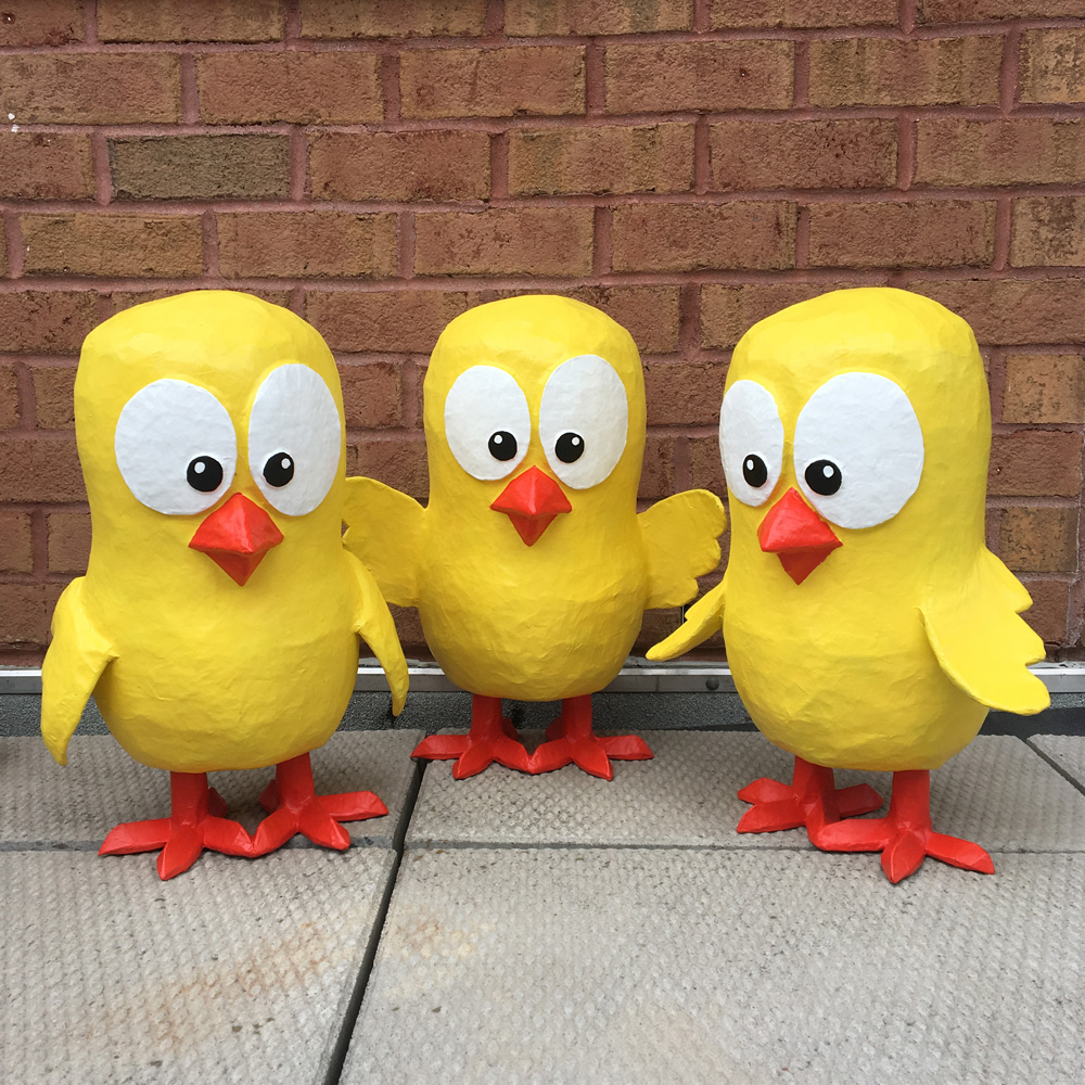 Papier mache baby chicks - all done!