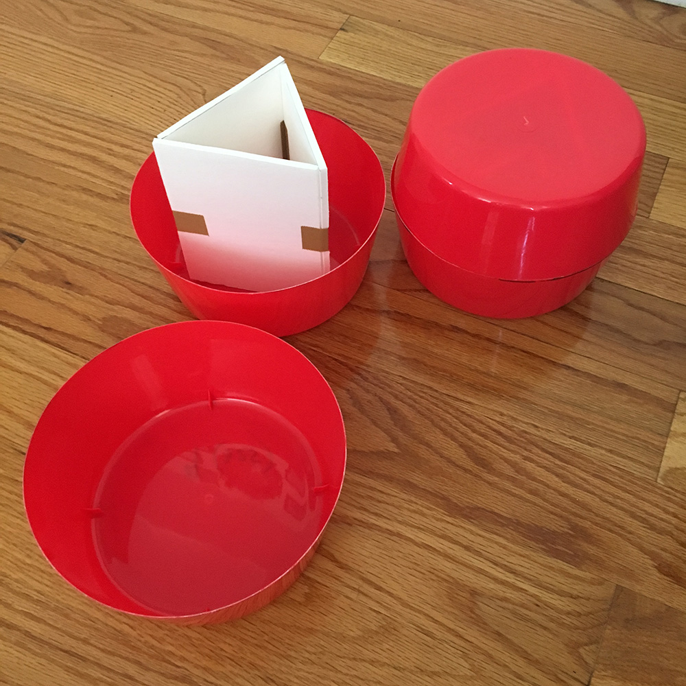 Papier mache baby chicks - assembling the buckets