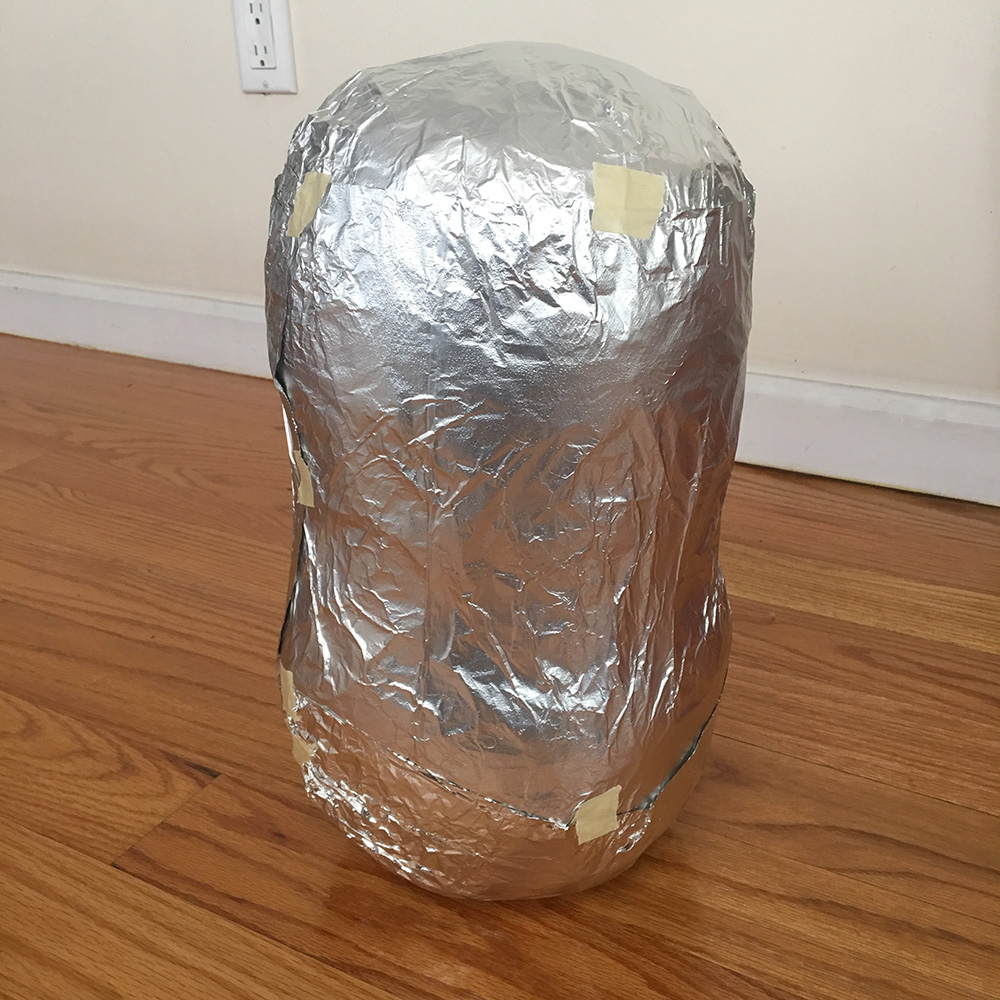 Papier mache baby chicks - aluminum foil