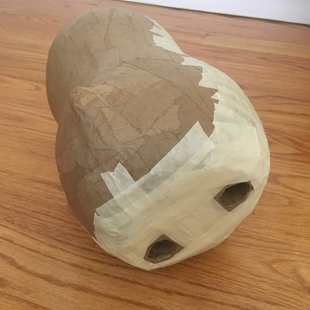 Papier mache baby chicks - installing the legs
