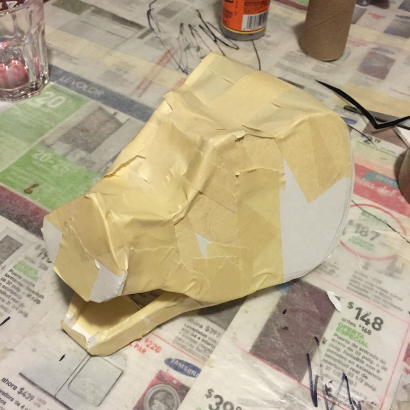 adding tape to the skull