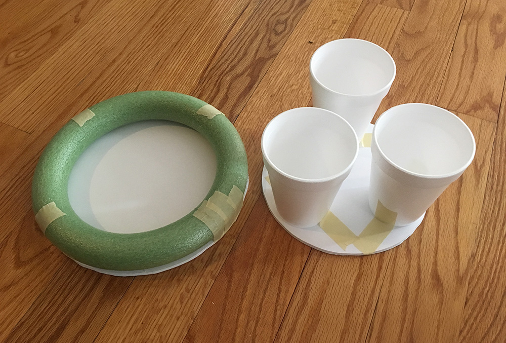 styrofoam cups in the base