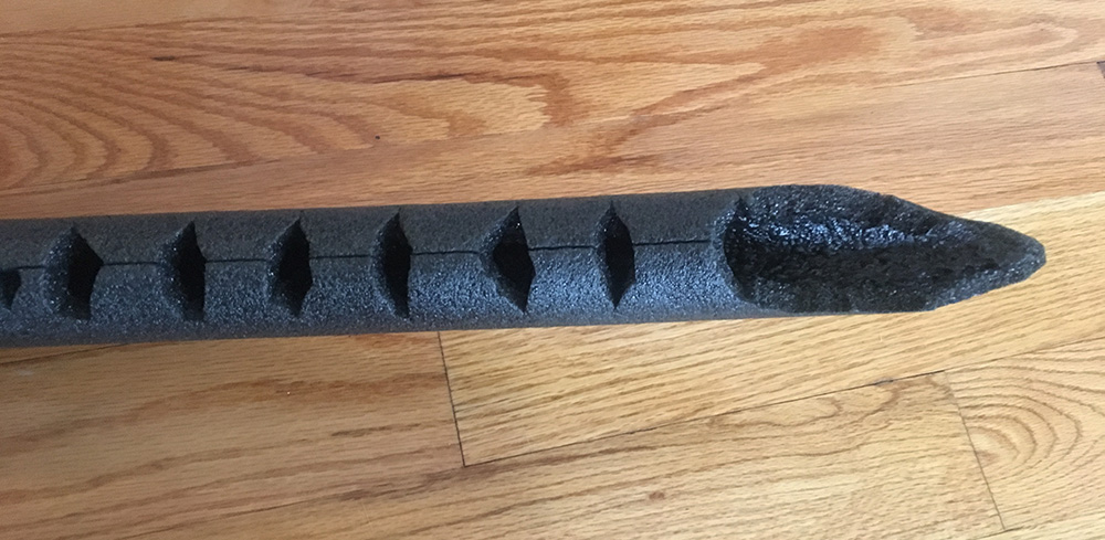 cutting notches in the foam tubing