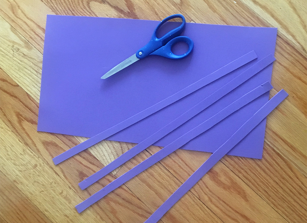 cutting strips of craft foam