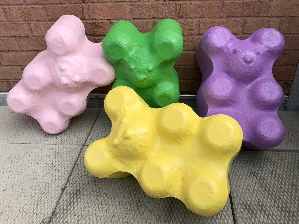 Paper mache gummi bear decorations - finished!