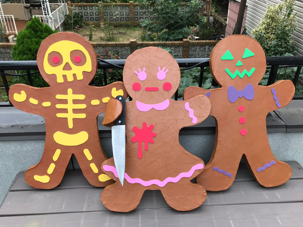 Paper mache gingerbread men - finished!