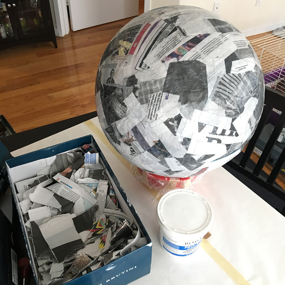 Paper mache globe - work in progress