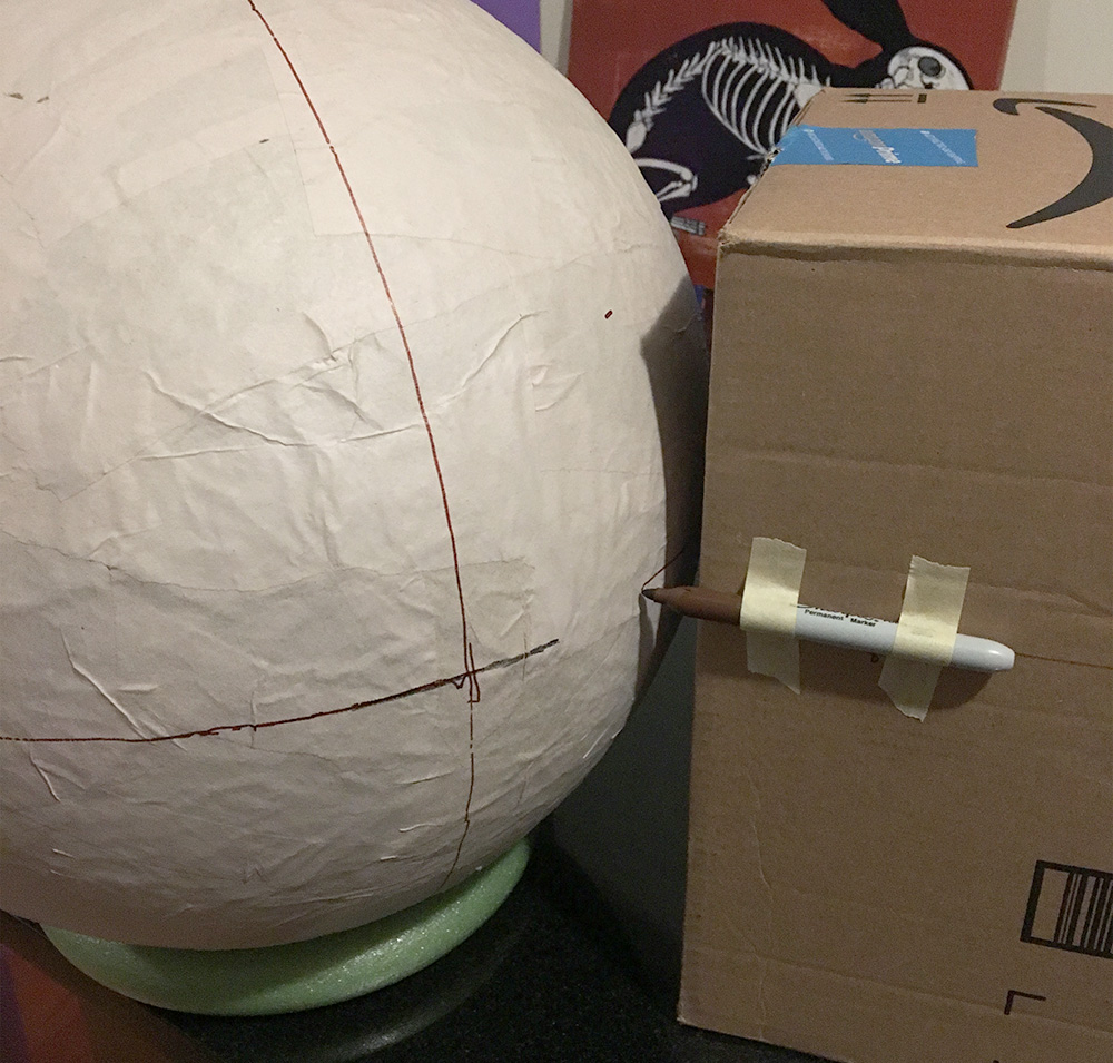 Paper mache globe - drawing longitude and latitude lines