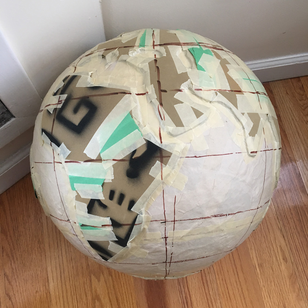Paper mache globe - all continents attached