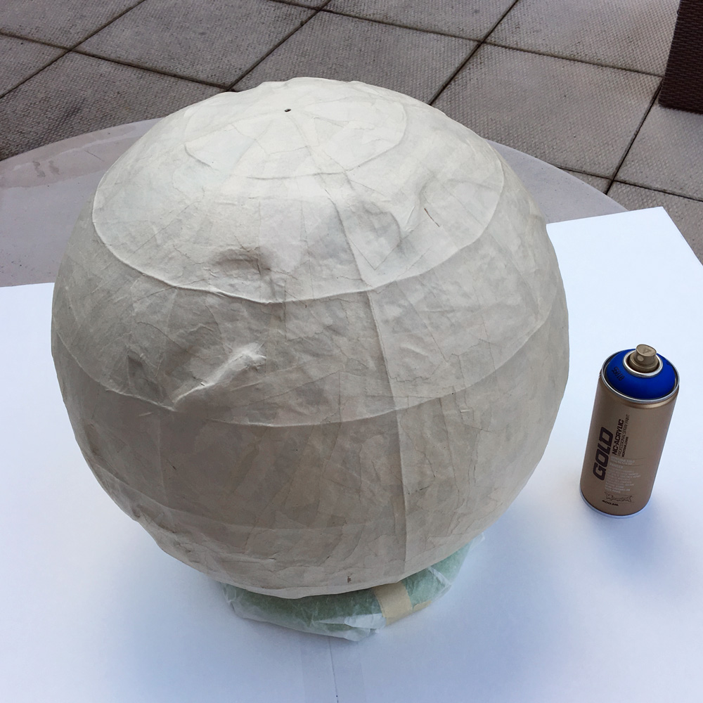 Paper mache globe - paper mache done!